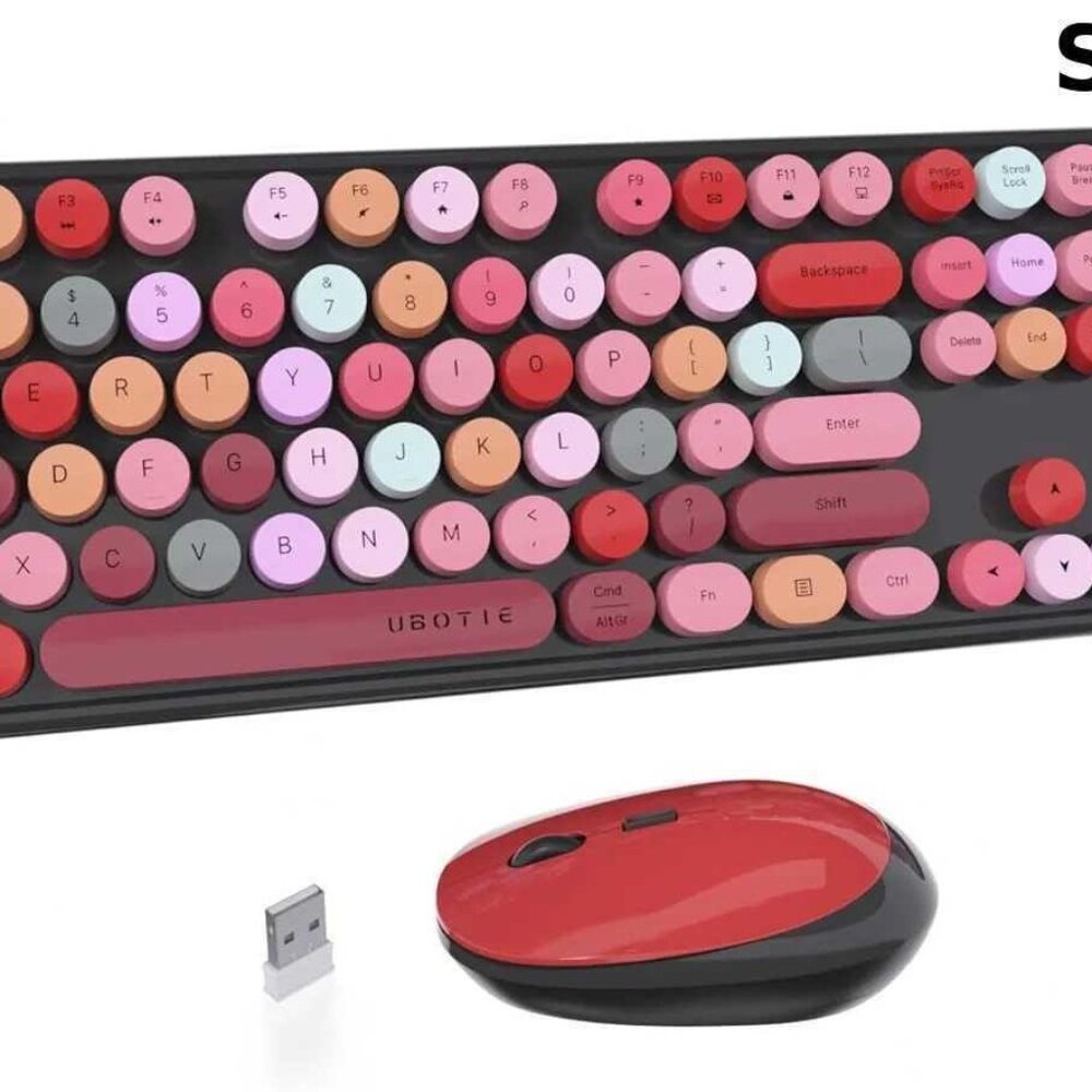 NEW IN BOX UBOTIE Colorful Computer Wireless Keyboard & Mouse